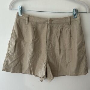 Open Edit Linen Pleated Shorts Size 2
